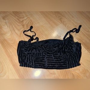 Gilly Hicks Black Striped Velvet Pullover Bralette Small